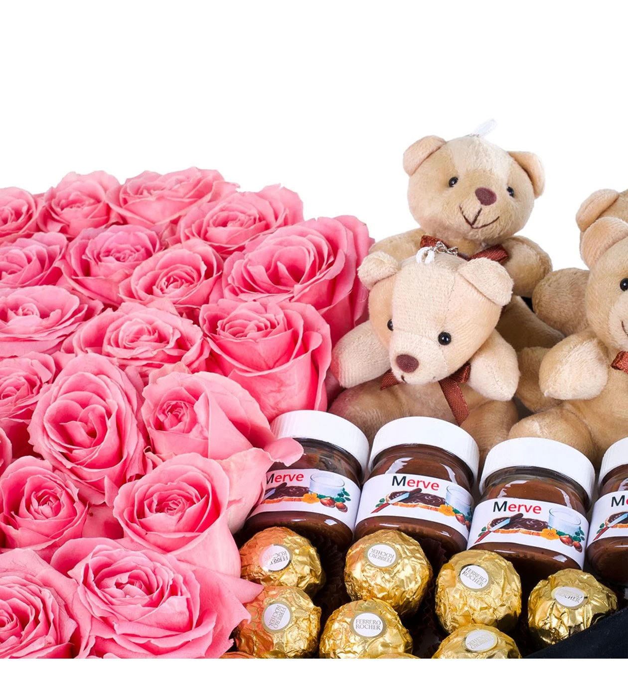 Kalp Kutuda Ayıcık ve Pembe Güller