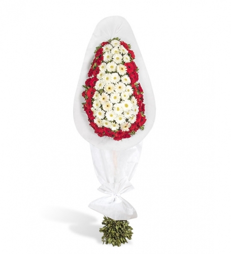 Düğün Çelengi Siparişi / Kırmızı ve Beyaz Gerbera Çiçeklerinden